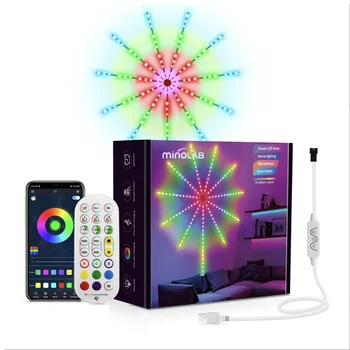 minolab Smart Ohňostroj LED Svetlá, RGB Farebný Sen pre Spálne, App Riadenie, Farby Zvuk Hudby Sync, Vianoce,Darček