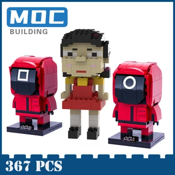 MOC Stavebné Bloky Filmovej Série Hry Charakter Drevené Ľudí, Červená Maskované Brickheadz DIY Zbierku Hračiek Dary