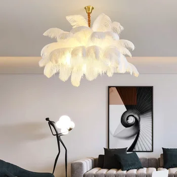 Moderné LED Pštrosie Perie Lustre Obývacia Izba Domova Spálňa Vnútorné Osvetlenie Prívesok Svietidlo Závesné Osvetlenie Zariadenie