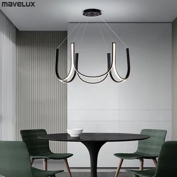 Moderný Luster Nordic Minimalistický U Shape Visí Lampa LED Droplight Domova Prívesok Svetlo pre Obývacia Izba Svietidlá, Lustre