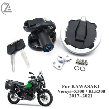 Motocykel Spínač Zapaľovania Plyn Palivovej Nádrže Spp Kryt Sedadla Zámok Nastaviť W/ Tlačidlá Pre KAWASAKI Versys-X300 / KLE 300 2017-2021