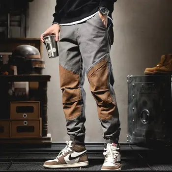 Muži Streetwear Elegantné Cargo kórejský Harajuku Bežné Nákladné Kontrast Nohavice pre Ženy, Tepláky Širokú Nohu, Nadrozmerná Nohavíc Oblečenie Z53