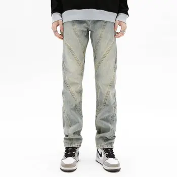 Móda vysokej Streetwear Mužov Džínsy, aby staré Retro Dizajn Rozmerov strih Slim Fit Jeans Mužov Hip Hop Džínsové Nohavice 5023