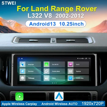 Na Pozemku Range Rover V8 L322 2002-2012 Auto Rádio Multimediálny Prehrávač Videa Android 13 Stereo GPS Navigácie 10.25 palcov