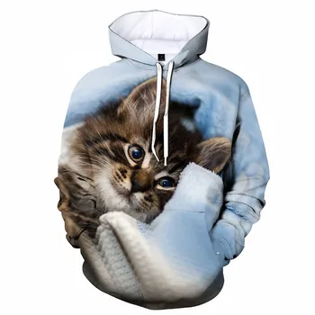 Najnovšie Roztomilý vtipné Mačku 3D Vytlačené Hoodie Bežné Muži Ženy Zvierat Mačka s Kapucňou Streetwear Pulóvre Harajuku Módne Oblečenie y2k
