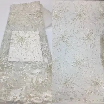 Nigérijský Francúzskej Čipky Textílie Na Svadby L -12289512 Luxusné Korálkové Svadobné Tkaniny Afriky Flitrami Tylu Čipky Textílie