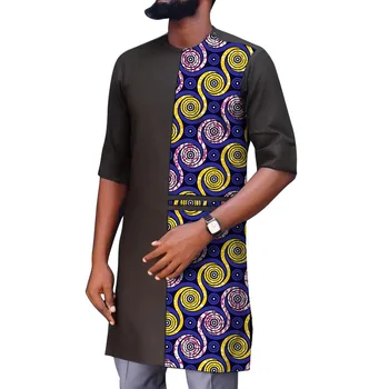 Nigérijský Módne Čierne Slip-On Tričko Patchwork pánske Topy Asymetrický Dizajn na Mieru Orignal Dizajn Muž African Party oblečenie