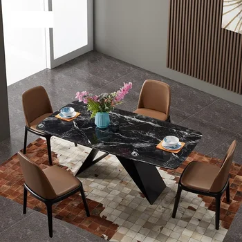 Nordic mramoru jedálenský stôl obdĺžnikový jednoduché veľkosť domácnosti svetlo luxusné priemyselné jedálenský stôl a stoličky zmes