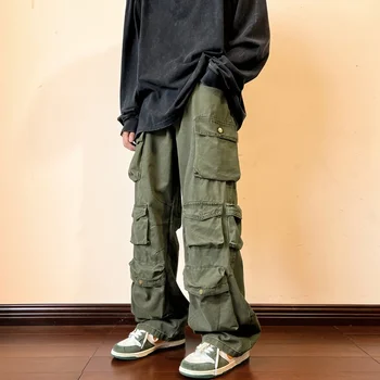 Nové 2023 Mens Cargo Nohavice Multi Vrecká Harajuku Vintage Voľné Širokú Nohu, Streetwear Bežné Hip Hop Nohavice