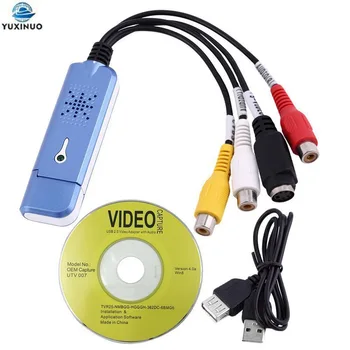 Nové Prenosné USB 2.0 Easycap 4 Kanálový Video Audio Zachytiť Kartu Adaptér VHS DC60 DVD Converter, Kompozitný RCA Modrá Dropship