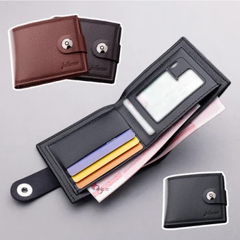 Nové pánske PU Kožené Peňaženky Jednoduchý Univerzálny Pure Color Krátke Karty Taška S Magnetickou Sponou Banka občiansky Preukaz Zips Peňaženky