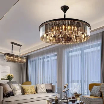 Nový Moderný LED Krištáľový Luster Americký Obývacia Jedáleň Villa Závesné Svetlo Spálňa Strop Prívesok Lampy Domova Lesk