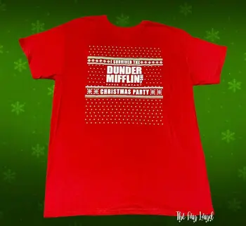 Nový Office Prežil Som Dunder Mifflin Vianočný Večierok Mens T-Shirt