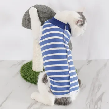 Obnovenie Oblek Pre Mačky A Malé Psy Pooperačné Jumpsuit Pruhované Tričko Brušnej Rany Šteňa Oblečenie Pooperačnej Vesta