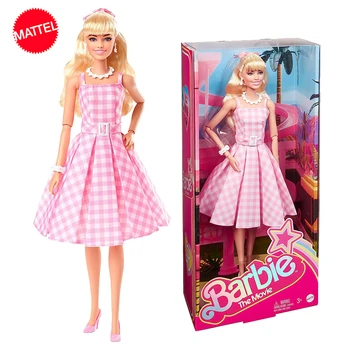 Originál Mattel Barbie Živé Akčný Bábika Perfektný Deň Ružová Kockované Šaty Blond Vlasy Hračky pre Dievčatá Kolekcia Narodeniny Dieťa Darček