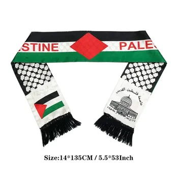 Palestína Šatku Vlajka 14x135cm Dvojité Bočné Šatku Tlač Satin Palestínske Vlajky Národný Deň Šatky Palestíny Shaw