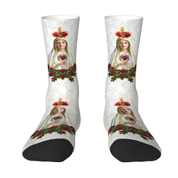 Panny Márie Fatimskej Panny Márie Muži Ženy Posádky Ponožky Unisex Roztomilý 3D Vytlačené Portugalsko Ruženec Katolíckej Šaty Ponožky