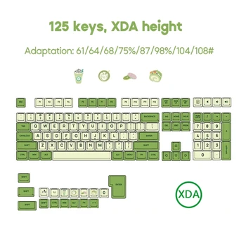 PBT Keycap XDA Profil Matcha anglický Keycaps Nastaviť 125Pcs Mechanické