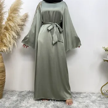 Pevné Abaya Moslimských Dlhé Šaty Žien Ramadánu Eid Oblečenie Pearl Moslimské Oblečenie Dubaj Abaya Islamskej Elegantné Afriky Turecký Kaftan