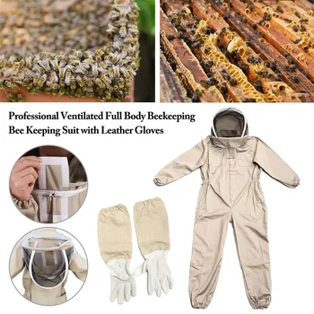 Plné Telo Včelárskych Profesionálne Vetrané Bee Vedenie Oblek S Kožené Rukavice Beeproof Ochranný Odev Farmy Bezpečnosti Oblečenie