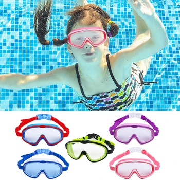 Plávanie Okuliare Deti Nepremokavé Plávať Potápačská Maska Okuliare UV, Anti Fog Bazén, Vodné športy, Okuliare Veľký Rámik Pre Deti Teenager