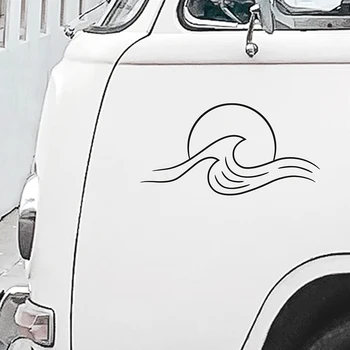 Pláž A Vlny Camper Surfovať nálepky Nepremokavé Tunning Dodávkové Auto Styling Obtlačky Vinyl Doplnky, Dekorácie