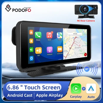 Podofo 6.86 palec Bezdrôtové CarPlay Android Auto Car DVR Monitor Bluetooth Apple Airplay Pre Toyota, Honda, Hyundai Podporu Zadné Vačky