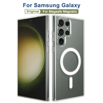 Pre Magsafe Shockproof Telefón Prípade Luxusný Magnetická Jasné Prípady Pre Samsung Galaxy S22 S23 Ultra Plus Módne PC Kryt Príslušenstvo
