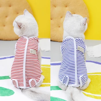 Psa Jumpsuit Pruhované Pyžamo Mačka Sterilizácia Vyhovovali Mačka Chirurgické Jednotné Priateľská Bežné Pet Vesta Šteňa Vesta