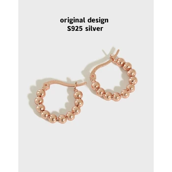 Pôvodné S925 šterlingov strieborné okrúhle korálky perlové náušnice dámske módne luxusné hostiny, jemné šperky