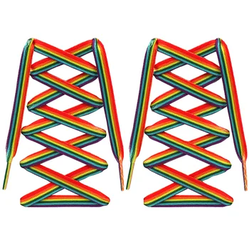 Rainbow Gradient Šnúrky Módne Topánky Kravatu Plátno Topánky Väzby Vertikálne Pruhy Elastické Šnúrky Módne Polyester Cestovanie
