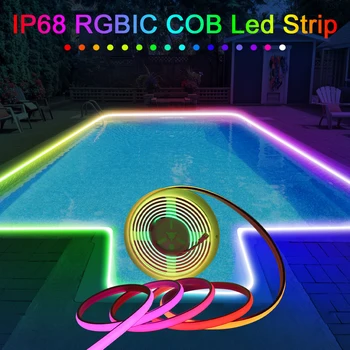 RGB COB LED Pásy Svetla, Vodotesný IP68 Adresný LED Pás Auta Sen Farebné Pásy Svetla Pre Vonkajšie Dekor Pásy, Osvetlenie
