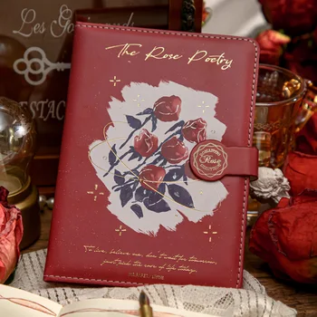 Romantické Ruže Tému Notebook Klasický Dizajn Farba Rose Ilustrácia Mäkké Kožené Magnetickou Sponou Pevná Väzba-Denník Študenta Poznámkový Blok