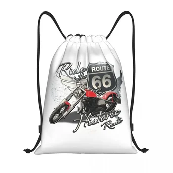 Route 66 Cestovný Motocykel Jazdiť Šnúrkou Batoh Športové tašky pre Ženy, Mužov Americkej Cesty Nakupovanie Sackpack