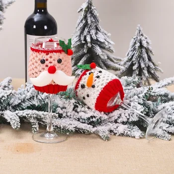 Roztomilé Vianoce Poháre Na Víno, Sada Fľaša Vína Santa Claus Snehuliak Stolové Dekorácie Pohár Kryt Dekor Večeru Slávnostné Dodávky