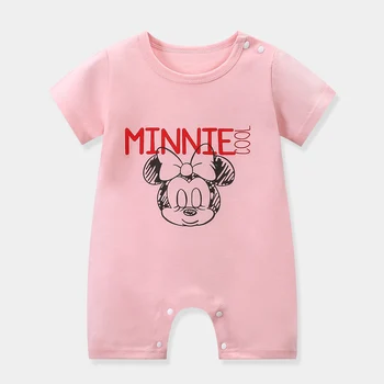 Ružová Minnie Mouse Roztomilé Dieťa Jeden kus Oblečenia Romper Letné Krátke Stúpania Oblečenie Novorodenca Kombinézach Batoľa Dievča Onesie