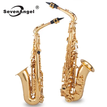 SevenAngel Vysokej Kvality Alto Saxofón Mosadz Lakovaná Zlato E Ploché Sax byť Kľúčom Woodwind Nástroj s Úplné Príslušenstvo