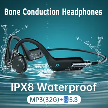 Skutočné Plávanie Kostné Vedenie Slúchadlá IPX 8 Nepremokavé Bluetooth 5.3 Športové Headset 32GB Hifi Stereo Hudobné Slúchadlá s Mikrofónom