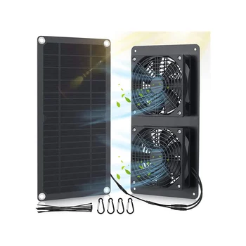 Solárny Panel Fanúšikov Auta, 10W DC 12V Solárny Panel Poháňal Dual Ventilátor s 6.56 Ft/2M Kábel, pre hydinárne, Haly, Pes Dom