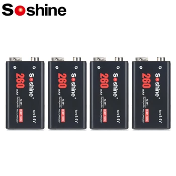 Soshine 9V 6F22 260mAh Nabíjateľná Batéria 9V 6F22 Ni-MH Batérie pre Mikrofóny Diaľkové Ovládanie Budovy Alarmy Monitorovanie