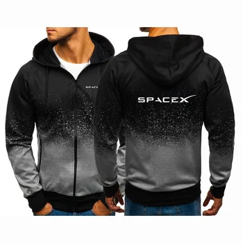 SpaceX Priestor X Logo 2024 Mužov je Nové na Jar A na Jeseň Bežné Harajuku Zips Až Gradient Farby Mikiny, Mikiny, Bundy Kabáty