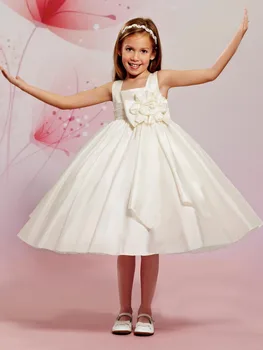 Sprievod guľové šaty pre dievčatá 2015 lopatka vintage satin kvet dievča detský sen šaty na svadby župan fille mariage GY_006