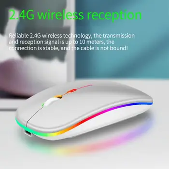 Svetelný Wireless Mouse RGB Dobíjacia Myš Bezdrôtová Počítač Silent Mouse LED Podsvietený Ergonomic Gaming Mouse Na Notebook PC