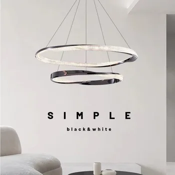 Taliansky minimalistický luxusná obývacia izba prívesok hlavné svetlo lampy postmoderných minimalistický crystal krúžok VIEDLA domácnosť, jedáleň