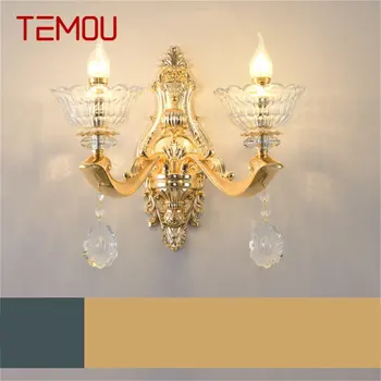TEMOU Nordic Vintage Nástenné Svietidlo LED Crystal Sconce Vnútorné Zariadenie Gold Luxusné Dekor Pre Domáce Spálne, Obývacia Izba, Chodba