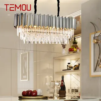 TEMOU Prívesok Svetlo Postmoderných Dvojité Crystal LED Lampa Luxusné Zariadenie pre Domáce Jedáleň, Obývacia Izba