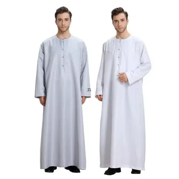 Thobe Jubba Mens Dubaj Saudskej Štýl Dlhý Rukáv Bežné Arabčina Župan Islam Oblečenie Šaty, Šaty Ramadánu Jubba Dishdasha Blízkom Východe