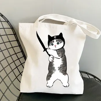 Tote Bag Nákupné Tašky Kawaii Mačky Vysokou Kapacitou A Plážová Taška Komiksu Manga Shopper Tašky Kabelky Plátno Tašky Cez Rameno