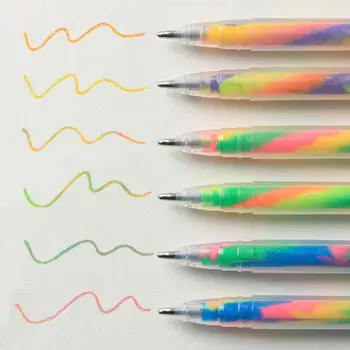 Trblietavý Gél Perá 6 Farieb, Jemné Bod Rainbow Gradient Perá Pre Zvýraznenie Značky Grip Farebné Ceruzky Na Obrazy