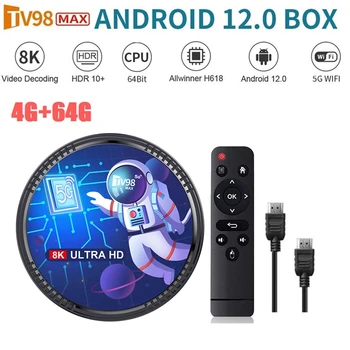 TV98MAX TV Box 4G+64 G Allwinner H618 Android 12 Smart TV Box 2.4 G+5G WIFI+Blutooth5.0 H265 TV98 Media Player